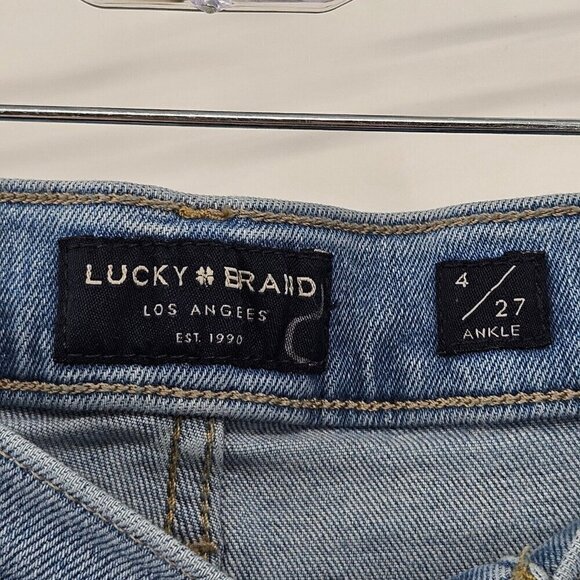 Lucky Brand Bridgette High Rise Skinny Jeans Size 4/27 Distressed Button Fly - Picture 5 of 11